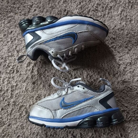 Nike Shox Turmoil 2 Athletic Running Sneakers Toddlers Sz 7.5 Gray/Blue PREOWNED - Picture 3 of 7
